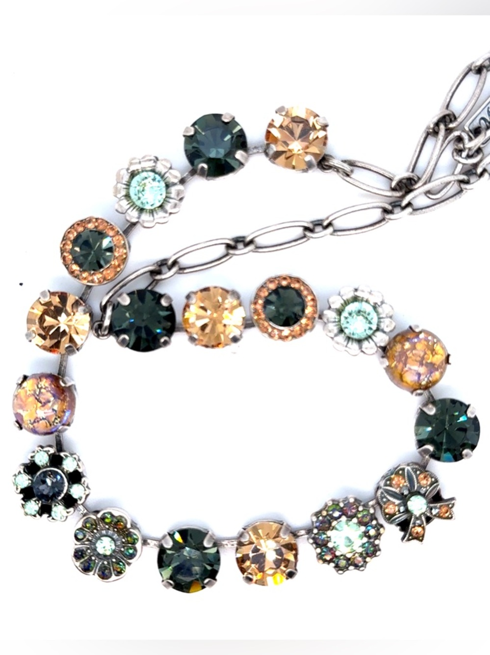 Mariana Crystal Multi-Color Round/Flower Station Necklace